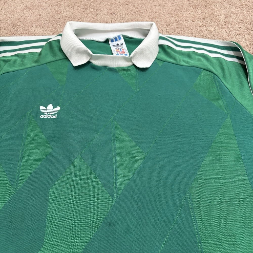Vintage 1980s Adidas Goalkeeper Football Shirt Green Template Soccer Jersey - Picture 3 of 7